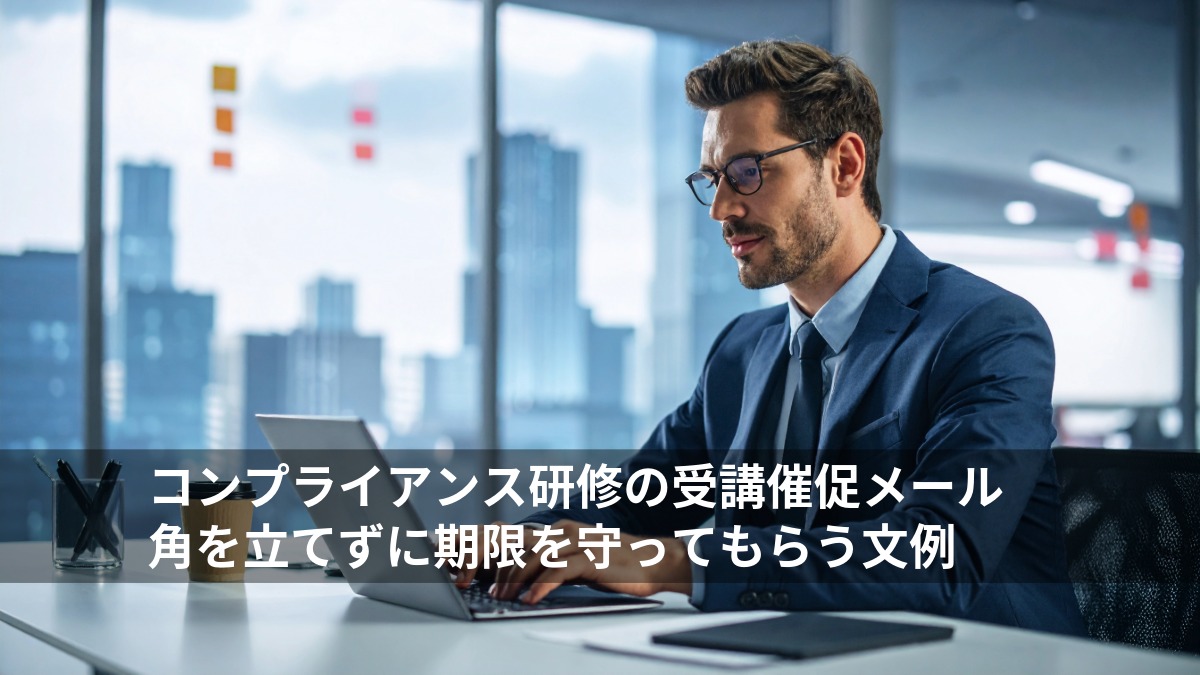 コンプライアンス研修の受講催促メール｜角を立てずに期限を守ってもらう文例
